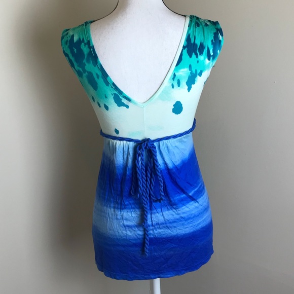 Soprano Blue Green Flowy Tank Top - Picture 3 of 4